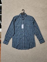 Wrangler Cowboy Western Shirt Mens L Tall Blue Plaid Pearl Snap Long Sle... - $38.48