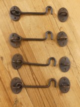 4 Iron Hook &amp; Latch Eye Lock Window Drawer Hand Forged Barn Cabin Door 5... - $23.99