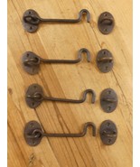4 Iron Hook &amp; Latch Eye Lock Window Drawer Hand Forged Barn Cabin Door 5... - €20,73 EUR