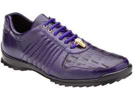 Mens Belvedere Genuine Hornback Caiman Crocodile, Soft Calf Astor Purple 33599 - $469.00