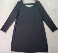 Eileen Fisher Shift Dress Women Petite Large Black Long Casual Sleeve Round Neck - £51.09 GBP
