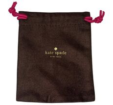 Kate Spade Mini Dust Gift Bag Jewelry Storage Brown Gold Pink 5.75" x 4.75” image 2