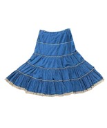 Mix Nouveau Denim Skirt Midi Cottagecore Tiered Boho Western Gypsy Peasa... - $727.47 MXN