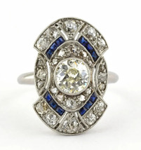Art Deco Navette Ring, Antique halo Vintage Ring, Woman&#39;s Engagement Ring - £100.55 GBP