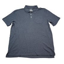 Croft Barrow Shirt Mens L Gray Plain Chest Button Short Sleeve Collared Top - $18.69