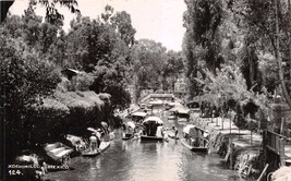 Xochimilco D F Mexico Boats On Canal #124 Real Photo Postcard 1940s - £4.35 GBP