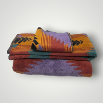 Vtg Ralph Lauren Canyon Towel Set of 3 Bath Sheet Washcloth Hand Southwe... - $120.94