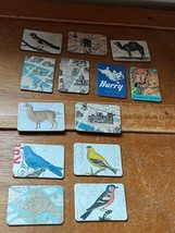 Large Lot of Vintage Birds Puppy Dogs Partial Maps Rectangle Refrigerator Magnet - $13.09