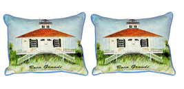 Pair of Betsy Drake Boca Grande Lighthouse Large Pillows 15 Inch x 22 Inch - £71.21 GBP
