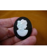 O-218) White Coober Pedy opal carved Woman w/ hat cameo + Onyx unmounted... - $827.10 CAD