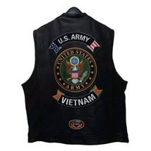 Vietnam Veteran 176th Airborne Staff Sargeant Leather Motorcycle Vest Patches - £95.29 GBP