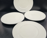 4 Tabletops Unlimited Villa Blanca Dinner Plates Set White Embossed Rib ... - $98.67