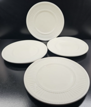 4 Tabletops Unlimited Villa Blanca Dinner Plates Set White Embossed Rib Dots Lot - £77.58 GBP