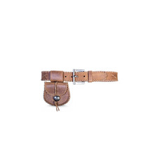 POLO Ralph Lauren Leather Belt Women Handcrafted Whipstitch w/ Pouch ITALY - £279.42 GBP