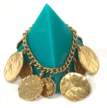 KJL Kenneth Jay Lane Coin Bracelet Gold tone Dangle . Circle Bangle Gift... - $48.62