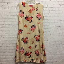 Kaira Womens A Line Dress Beige Floral Lined Midi Scoop Neck Sleeveless ... - $20.48