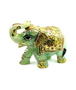 956CT  Natural Green Aventurine Gemstone Carved Elephant Art Work Painting - £35.49 GBP