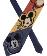 Necktie Novelty 4x58 DISNEY Mickey Mouse Evolution ATLAS silk vintage Sw... - $12.86