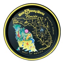 Vintage Walt Disney World Productions Black Metal Tray Florida State Free Ship - £13.77 GBP