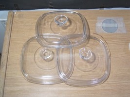 3  Pyrex Glass LIDS A-12-C lids Fits Corning Ware  Casseroles A-10-B - $59.40