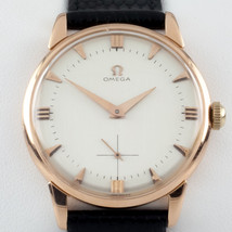 Omega 18k Rose Gold Vintage Hand-Winding Watch Cal. 267 w/ Black Leather Band - £2,656.68 GBP