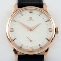 Omega 18k Rose Gold Vintage Hand-Winding Watch Cal. 267 w/ Black Leather Band - £2,656.92 GBP