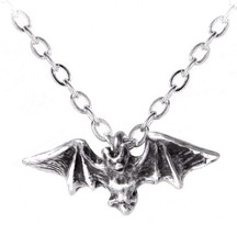Alchemy Gothic Kiss of the Night Pewter Flying Vampire Bat Pendant Neckl... - $14.95