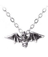 Alchemy Gothic Kiss of the Night Pewter Flying Vampire Bat Pendant Necklace P598 - $15.95