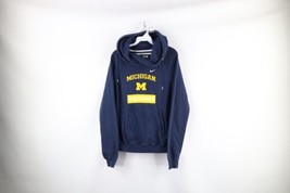 Nike Womens Medium Spell Out University of Michigan Funnel Neck Hoodie Blue - £38.25 GBP