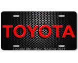 Toyota Text Inspired Art Red on Mesh FLAT Aluminum Novelty License Tag P... - £12.73 GBP