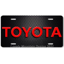 Toyota Text Inspired Art Red on Mesh FLAT Aluminum Novelty License Tag Plate - £12.83 GBP