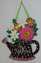FabriCreations 2375 Be Happy Fabric Hanging Watering Can With Flower Bouquet - £15.79 GBP