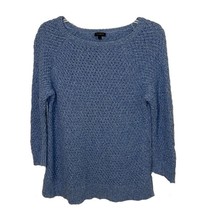 Talbots Blue Cotton Basketweave Knit Sweater Womens Size Large Pullover - £14.38 GBP