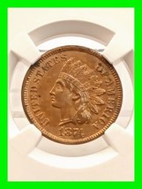 Outstanding 1874 Indian Head Penny Cent NGC MS63 RB Blazing Specimen Hig... - $494.99