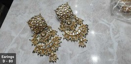 Earrings Indian Jadau Gold Plated Kundan Meena Women Jewelry Bridal Wedding 015 - £19.14 GBP