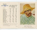 KLM Postcard Price List Beer Whisky Cigarettes Van Gogh Cover 1950&#39;s - $27.72
