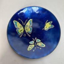 Vintage VM Hilbert Artist Signed Enamel Copper Plate Butterflies 1960 MCM - £32.03 GBP