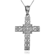 Sterling Silver Floral Cross Pendant Necklace - $17.99+