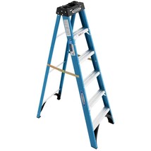 6 Ft. Fiberglass Step Ladder Slip Resistant Lightweight Holster Top Fold... - £159.44 GBP