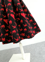 Women Vintage Inspired Red Black Midi Party Skirt Wool-blend Pleated Party Skirt image 6