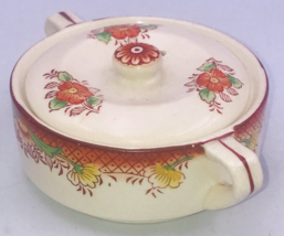 Vintage Mikori Ware Hand Painted Handled Covered Sugar Jar Dish Japan 3.... - $10.39