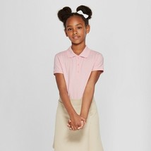 Girls&#39; Short Sleeve Pique Uniform Polo Shirt - Pink L(10/12) - $18.99