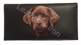 New Chocolate Lab Dog Design Leather Checkbook Cover - £17.50 GBP