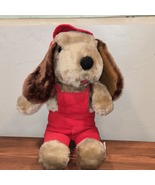 16&quot; Vintage Plush Interpur Korea Dog Red Corduroy Overalls - $22.00