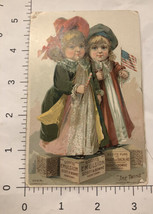 Scott’s Emulsion Quack Medicine 2 Girls With A Flag Victorian Trade Card VTC 7 - $6.92