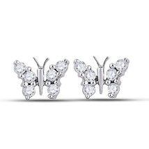 0.20cttw Diamond Stud Butterfly Earrings 10k White Gold Screw back - £263.44 GBP