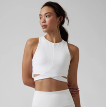 NWT Athleta Conscious Cut Out Crop A-C Tank Top Sports Bra WHITE Size XL... - £25.62 GBP