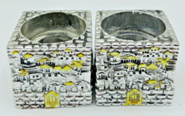 Karshi Original Silver Plated Shabbat Holy Candle Holders Square Jerusalem 925 - £23.29 GBP