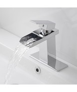 Chrome Waterfall Bath Faucet Open Spout Vanity Commercial Mixer Tap Single - $89.09 CAD