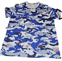 Nike Men Dri Fit shirt Activewear Top XL XLarge Blue urban Camo Logo Running - £13.31 GBP